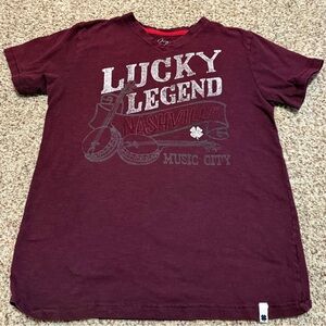 Lucky Brand Boy’s Size Medium Maroon Kids Short Sleeve Tee